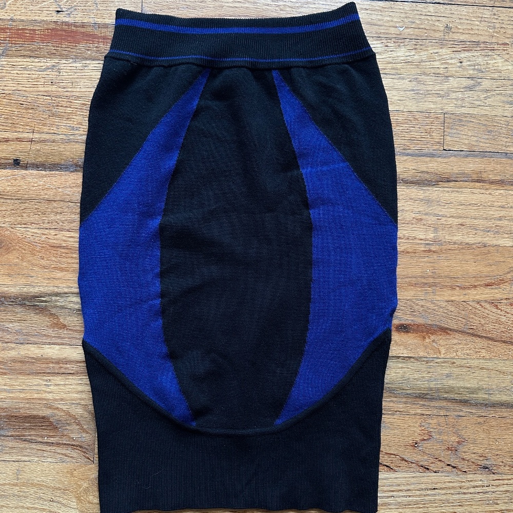Alexander Wang Women's Black and Blue pencil bodycon knit Skirt size S